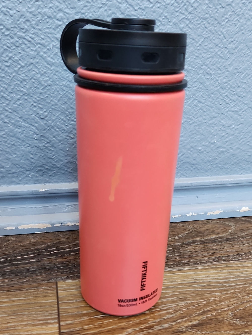 Fifty Fifty 18 oz Peach Pink Coral Stainless Steel Water Bottle